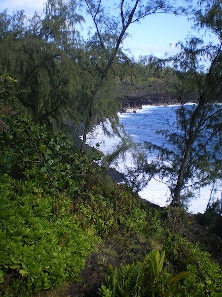 The trail down the cliffside to Kehena beach