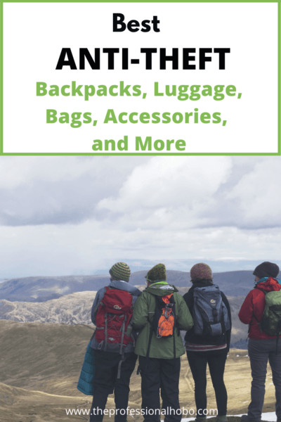 Get a leg up on petty theft with these popular and stylish anti-theft bags, gear, tools, and tips to keep your stuff safe while traveling! #anti-theft #Pacsafe #Travelon #backpacks #travelgear #traveltips #travelsecurity #TheProfessionalHobo