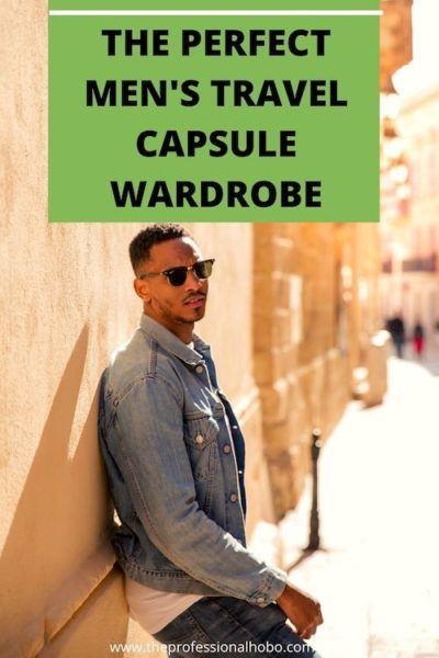 Travel Capsule Wardrobes aren't just for women! Here's what makes a perfect travel capsule wardrobe for men; carefully selected materials and styles to match one another an any occasion. #travelclothingmen #travelcapsulemen #menstravelclothes #merinowool #WesternRise #TheProfessionalHobo #travelgear