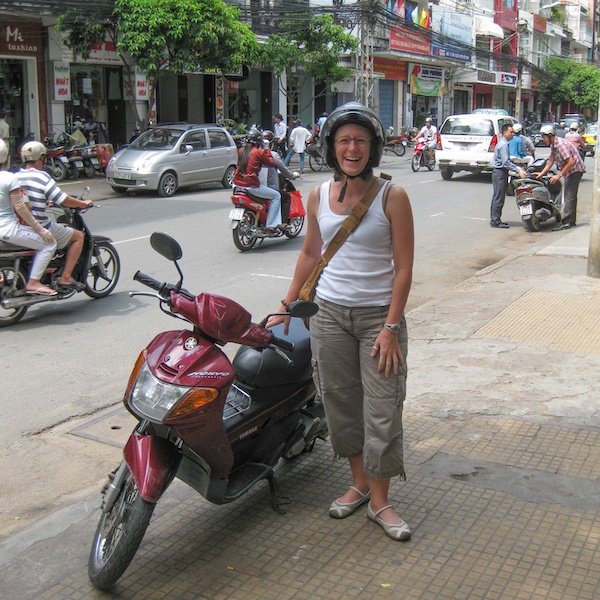 Sherry Ott in Vietnam on her Motorbike