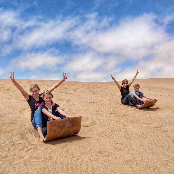  The Pattons digital nomad family, sand boarding