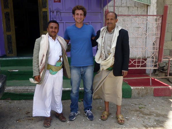 Derek with his guides in Yemen on Wandering Earl Tours