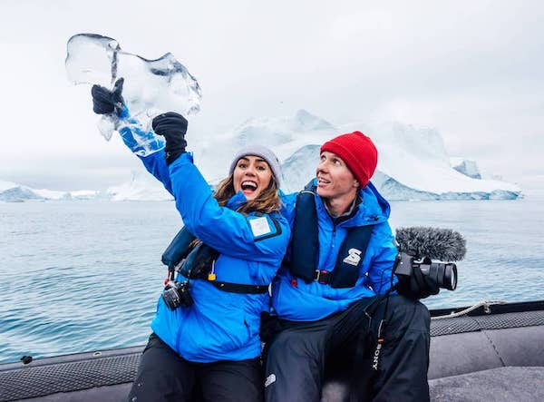 Matt and Karla Bailey in the Canadian Arctic with Icebergs