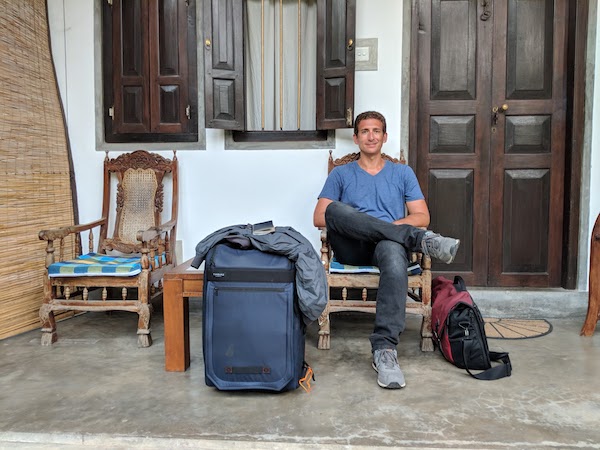 Wandering Earl with his luggage traveling full-time for 21 years