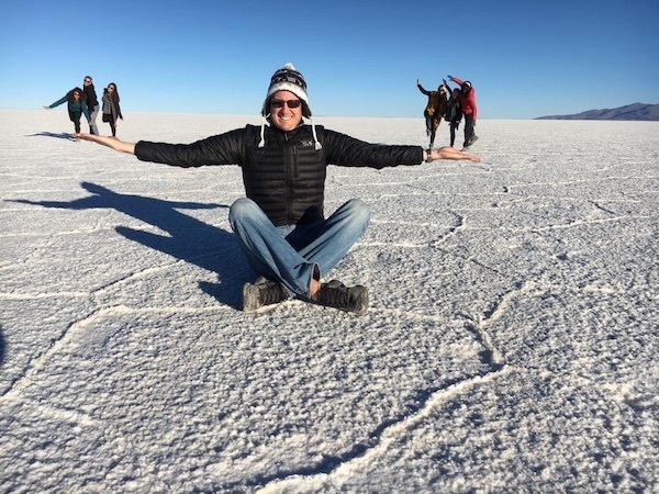 Matt Bowles and his digital nomad friends exploring the salt flats in Bolivia