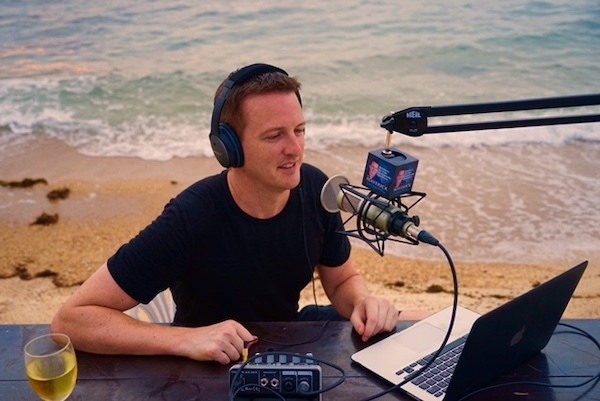 Matt Bowles recording his podcast The Maverick Show 