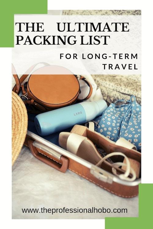 Here is the ultimate packing list for your next trip, be it for a few weeks or a few years. I personally use absolutely everything in this list! #travel #packinglist #travellist #theprofessionalhobo #longtermtravel #travelgear #travelshopping #travelclothes #bestluggage
