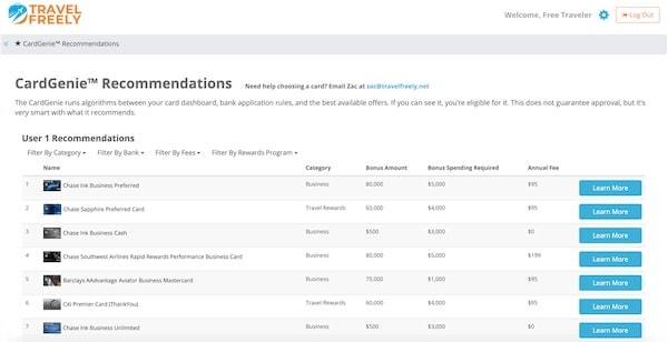 Travel-Freely-Credit-CardGenie-Recommendations