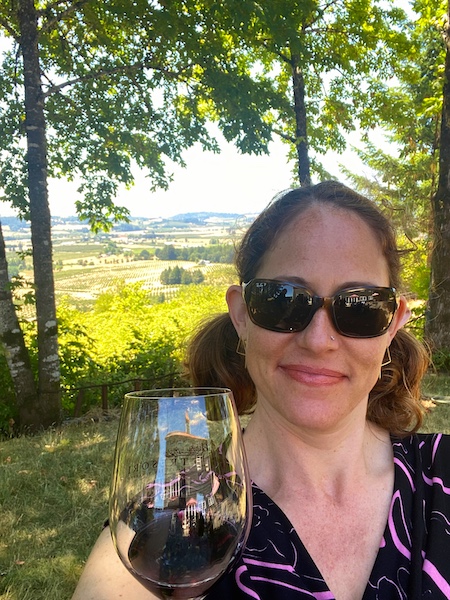 Nora Dunn on a wine tour in Oregon