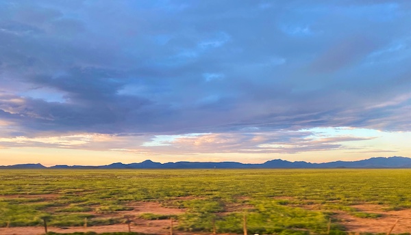 sunset view from train