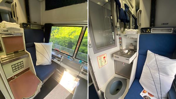 Amtrak Silver Meteor roomette with toilet and sink