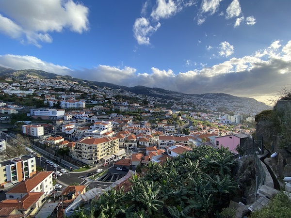 Houses built into the hillsides of Funchal, Madeira 