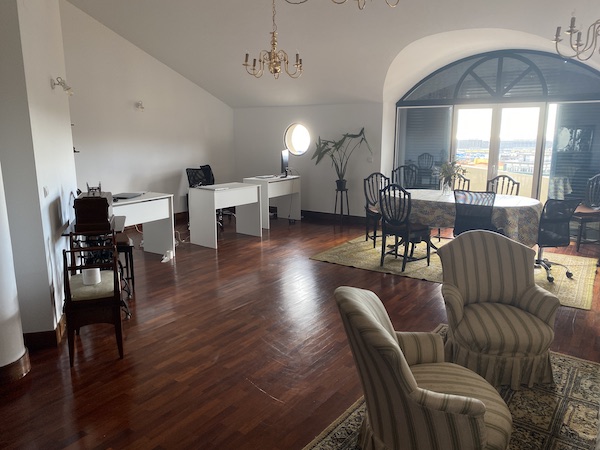 The coworking space at A Ver o Mar, a coliving property in Funchal Madeira