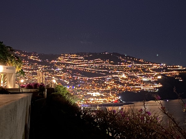 The lights of Madeira, extending well into the hills above Funchal